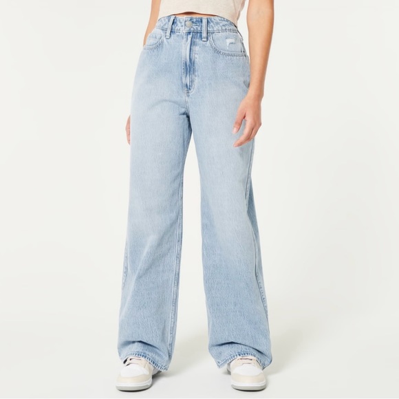 Hollister high waist wide leg mid wash denim jeans - Picture 7 of 7